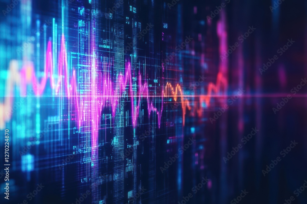 Poster Vibrant Digital Background Featuring Colorful Data Lines Flowing Across the Screen Creating a Dynamic and Modern Aesthetic Perfect for Technology Themes
