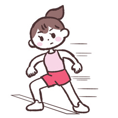 Fototapeta premium 反復横跳び右全身女性イラスト