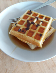 waffles with syrup
