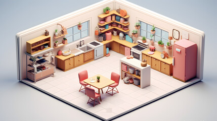 Break Room isometric 3D