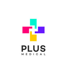 Colorful Plus Medical Logo Design Healthcare, Wellness, Symbol