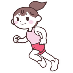 走る女性全身イラスト