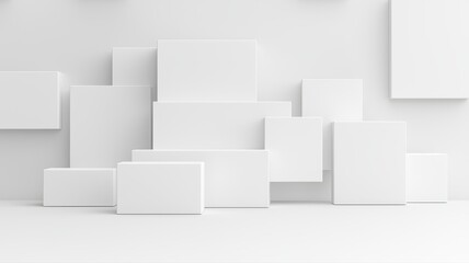 Abstract geometric shapes on a white background creating a modern minimalist aesthetic.