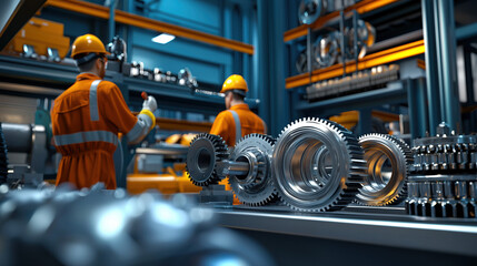 Fototapeta premium A engineers, technicians in uniforms 