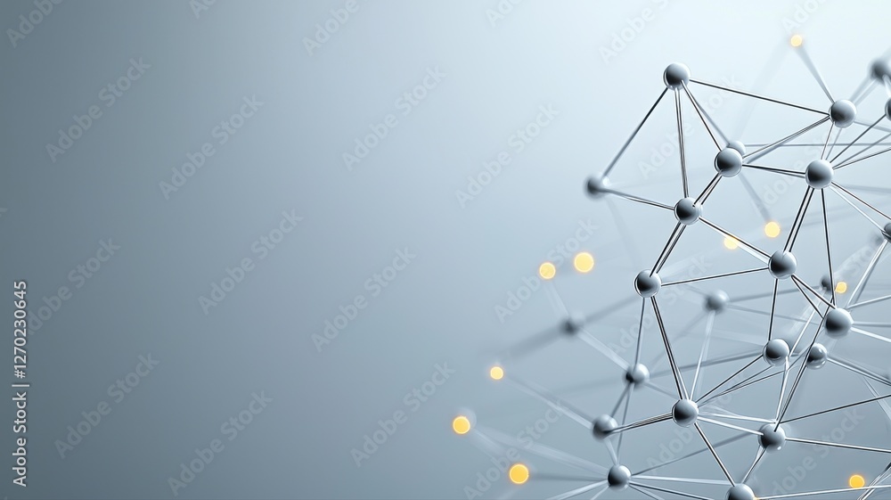 Poster abstract network with connected dots on a gray background, symbolizing digital connectivity and inno