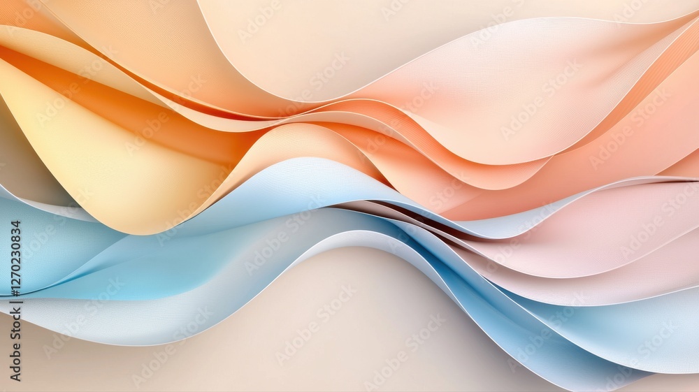 Poster abstract pastel waves create a smooth, flowing design, showcasing a blend of soft colors and curving