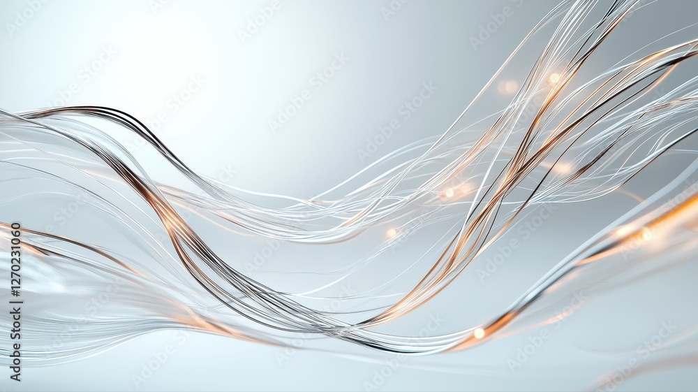 Aufkleber abstract smooth flowing lines with glowing lights on a soft background, symbolizing technology and i