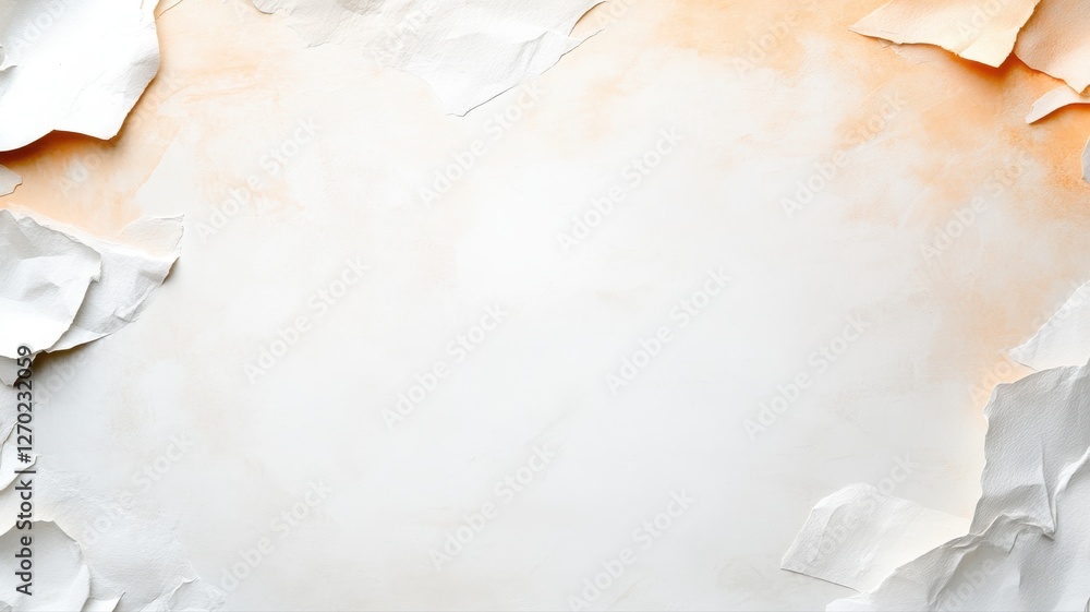 Poster abstract torn paper texture with soft orange gradient background for creative design projects.