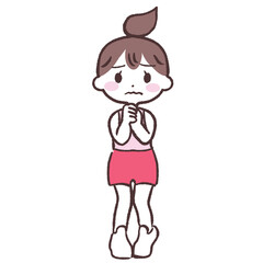 自信のないスポーツ女性全身イラスト