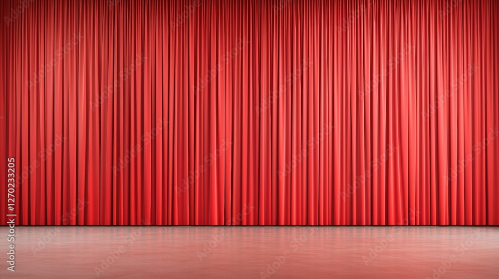 Poster a vibrant red curtain drapes elegantly, setting the stage for a performance or event, creating an in