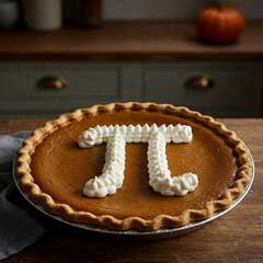 Pumpkin pie with Pi letter. Happy Pi Day