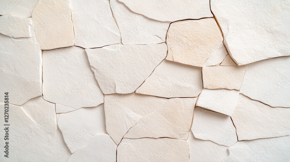 Poster close-up of beige stone wall texture with irregular patterns, showcasing natural materials and rusti