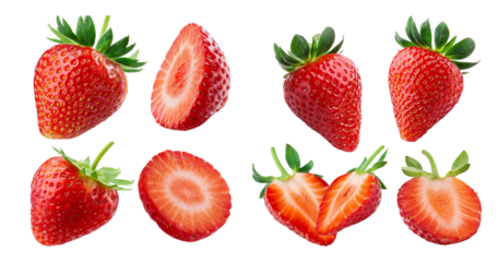 Fresh and Juicy Strawberries on White Background for Culinary Use, isolated on transparent background