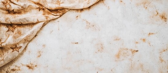 Vintage textile with star pattern draped over a rustic surface, ideal for artistic and decorative backgrounds