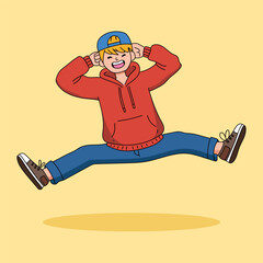 Illustration of Young Man Jumping