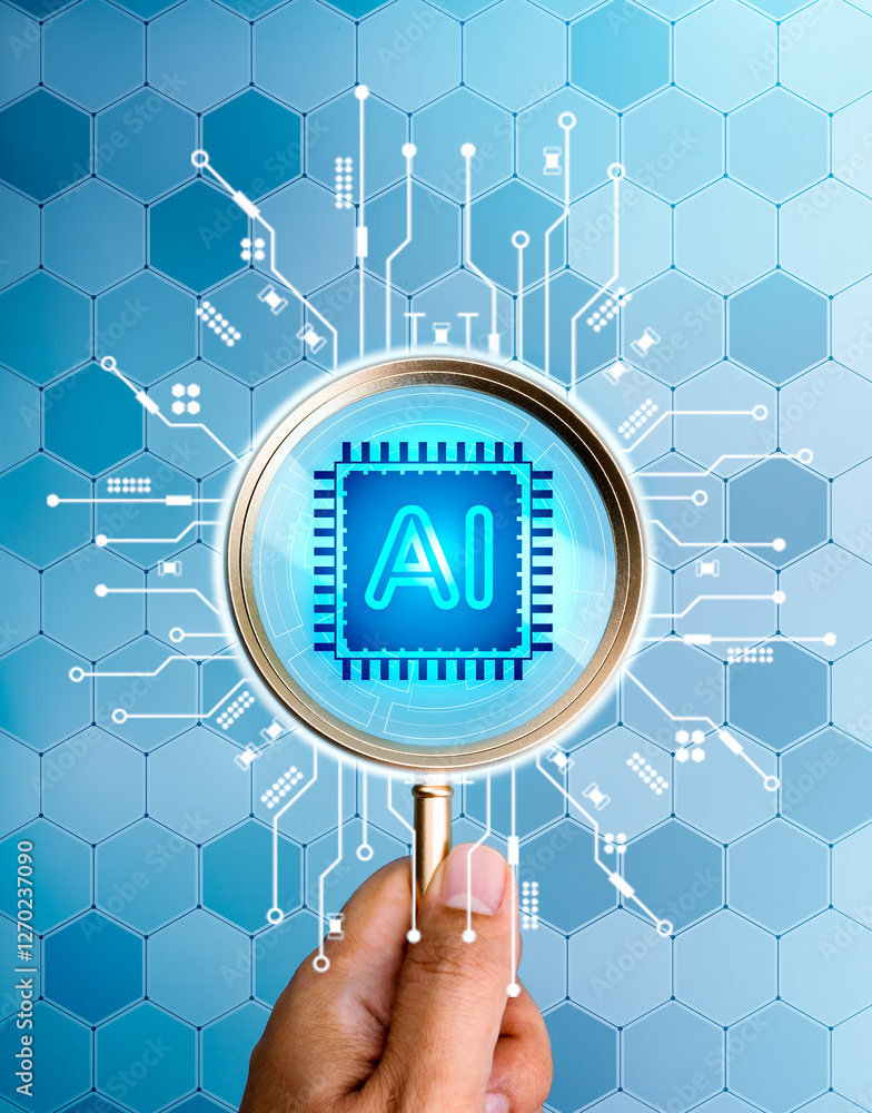Poster ai searching engine concept. artificial intelligence service tools to deliver highly relevant, perso