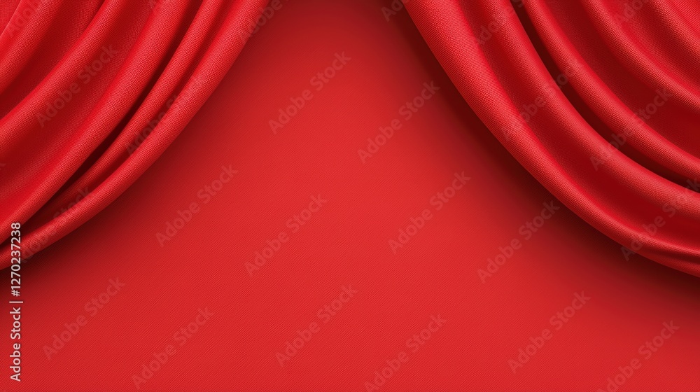 Aufkleber a vibrant red fabric with elegant folds, creating a luxurious backdrop that adds warmth and richness