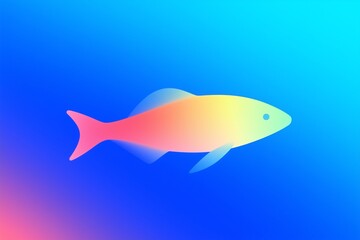 Fototapeta premium Colorful fish on a blue background, minimalist, abstract design