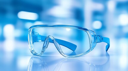 Durable safety glasses with blue lenses, essential eye protection for enhanced vision and workplace