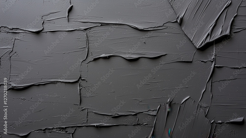 Poster close-up of textured dark paint with abstract strokes and layered surface for creative design backgr