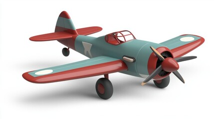 Fototapeta premium Vintage Toy Airplane with Bright Colors and Retro Design