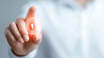 Finger activating button, a symbol of choice, control and user interaction in digital interfaces