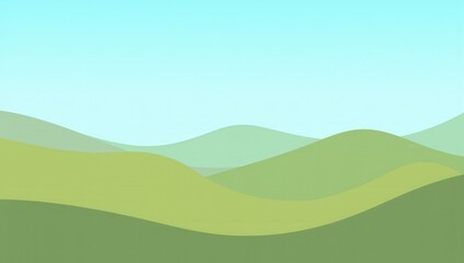 Bright Blue Sky Over Rolling Hills in a Calm Landscape Design