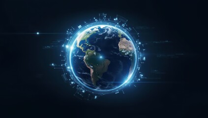 Holographic Planet with High-Tech Scanning Interface Overlay