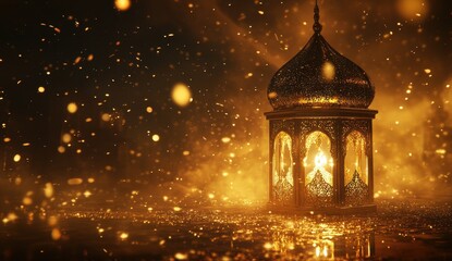 Fototapeta premium Ornate lantern glowing, mystical night scene