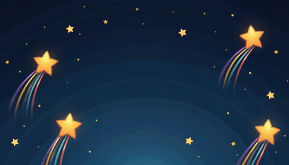 Fototapeta premium Shooting stars with rainbow trails on a dark night sky
