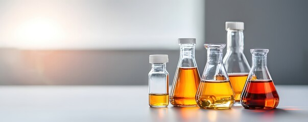 Laboratory Glassware with Colorful Liquids in a Clean Setting for Scientific Research