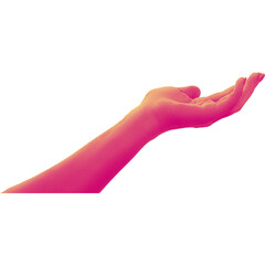 Colored Halftone hand gesture as collage graphic element. Vintage punk grunge arm dotted pattern...