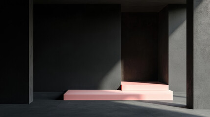 Fototapeta premium A minimalist modern black background with a pink highlight 