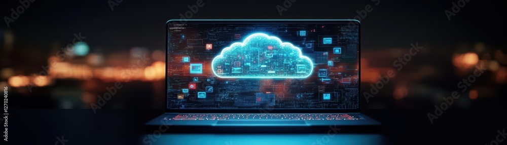 Aufkleber a modern laptop displaying a fluffy cloud on its screen symbolizing digital innovation and creativit