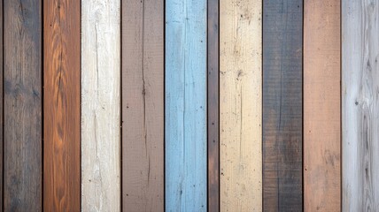 Colorful vertical wood planks create a rustic texture ideal for backgrounds and design elements.