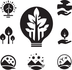 Green energy icons set.