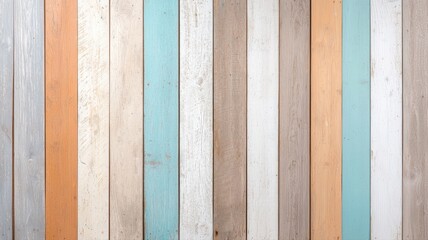 Colorful wooden planks arranged vertically, creating a vibrant, rustic background for various design and decor projects.