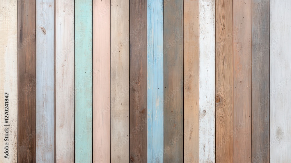 Poster colorful wooden planks arranged vertically create a vibrant and rustic background for design project