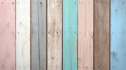 Colorful wooden planks arranged vertically creating a rustic and vibrant background texture.