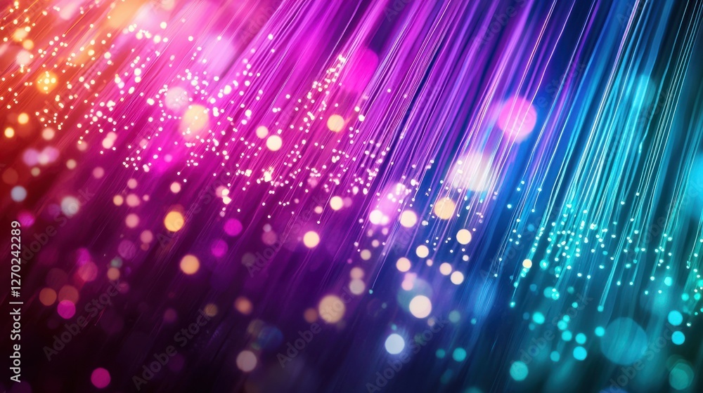 Poster vibrant abstract light trails with colorful bokeh effect and glow
