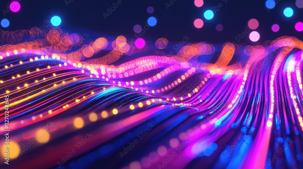 Poster colorful light waves and dynamic background for abstract design