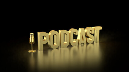 Microphone for  podcast or Radio live concept 3d Rendering.