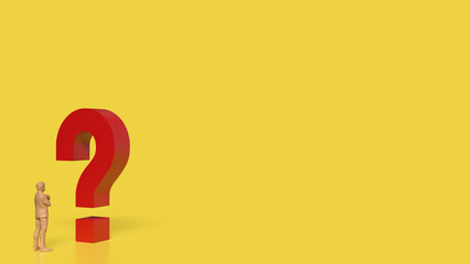 The RED Question mark on yellow Background 3d Rendering.