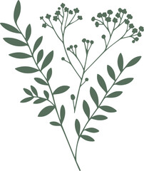 Green foliage and flower illustration.