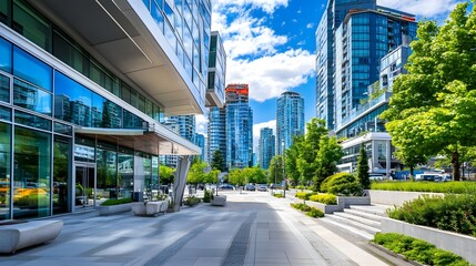 Obraz premium Modern Cityscape, Urban Architecture, Green Space - Urban landscapes