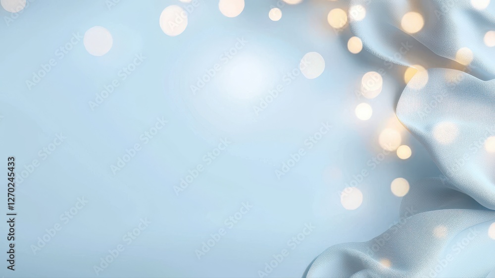 Aufkleber elegant abstract background with soft blue fabric and glowing bokeh lights, perfect for design proje