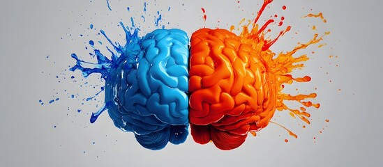 Divided brain exploding with color