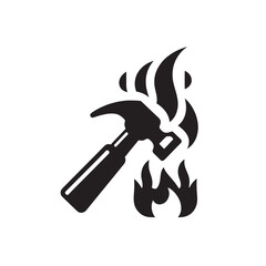 Hammer extinguishing fire icon.