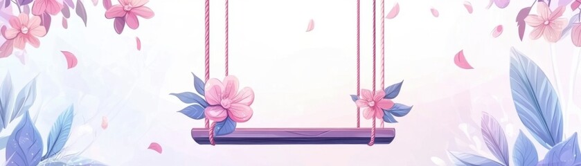 Serene Swing Amidst Blooming Flowers - Peaceful Springtime Scene