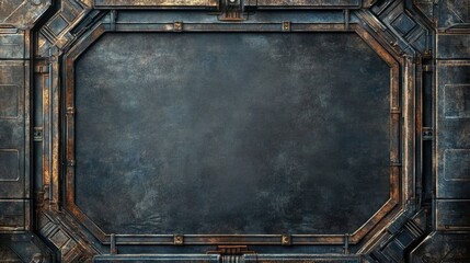 Metallic octagonal frame for text with empty middle